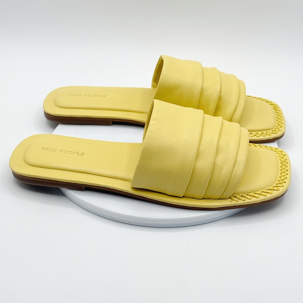 Free People Evelyn Slip On Sandals 'Sun Yellow' / Size 7 Womens NEW